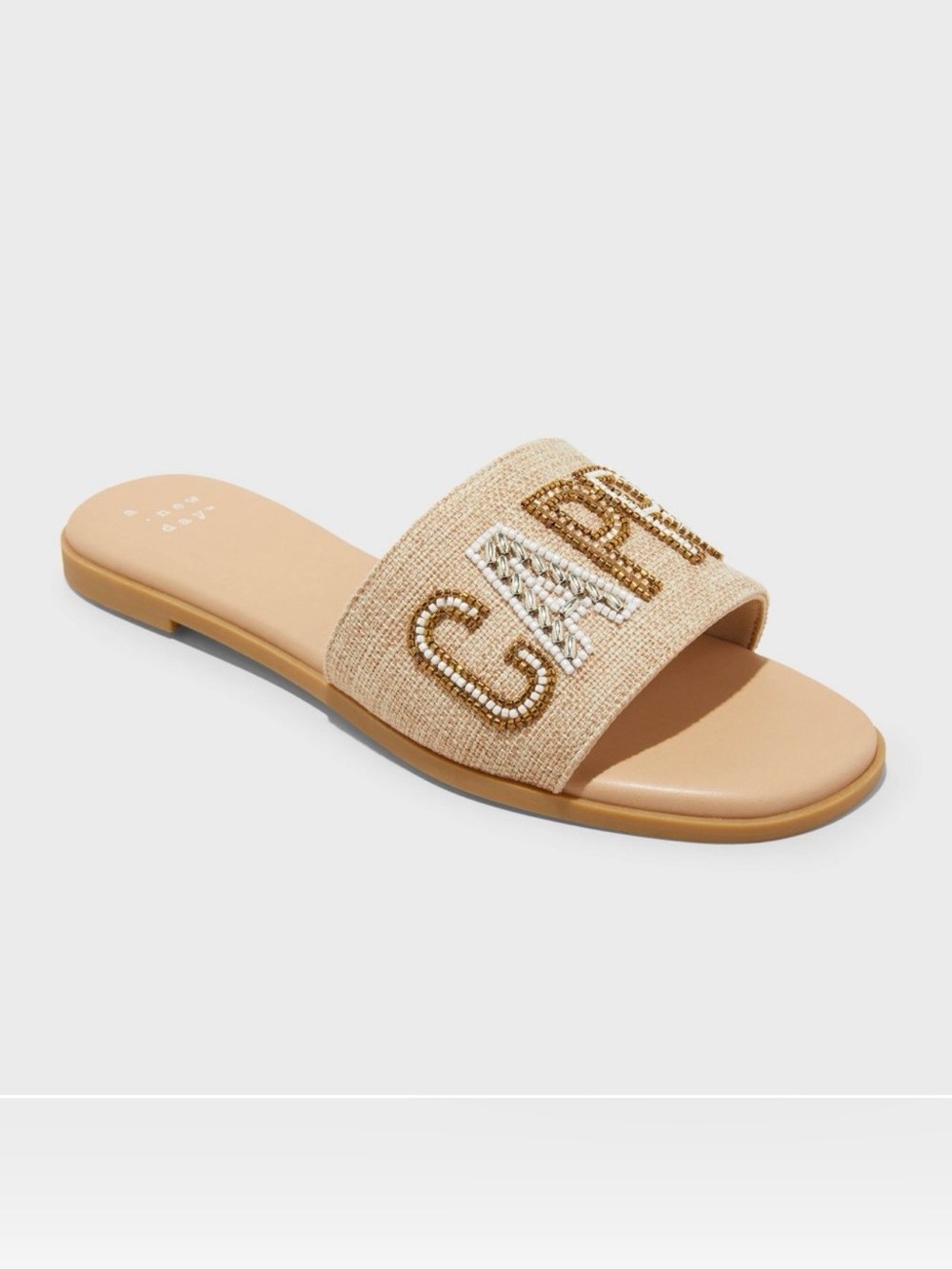 Women's Nehemia Beaded Canvas Slide Sandals - A New Day